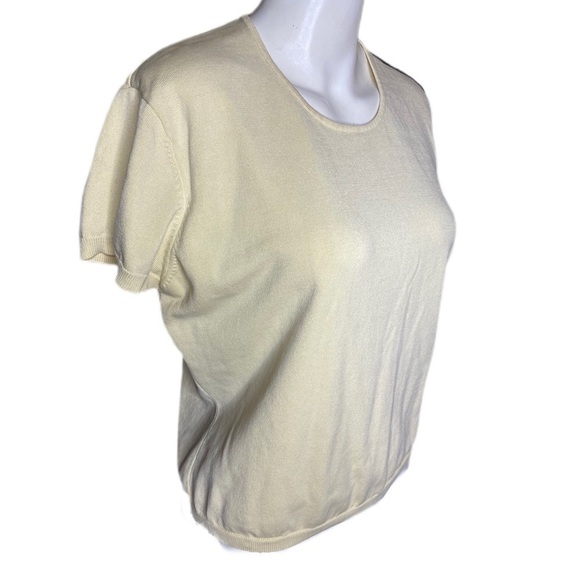 Jamie Sadock Pale Yellow Short Sleeve Silk Blend Sweater Size L - Picture 3 of 7